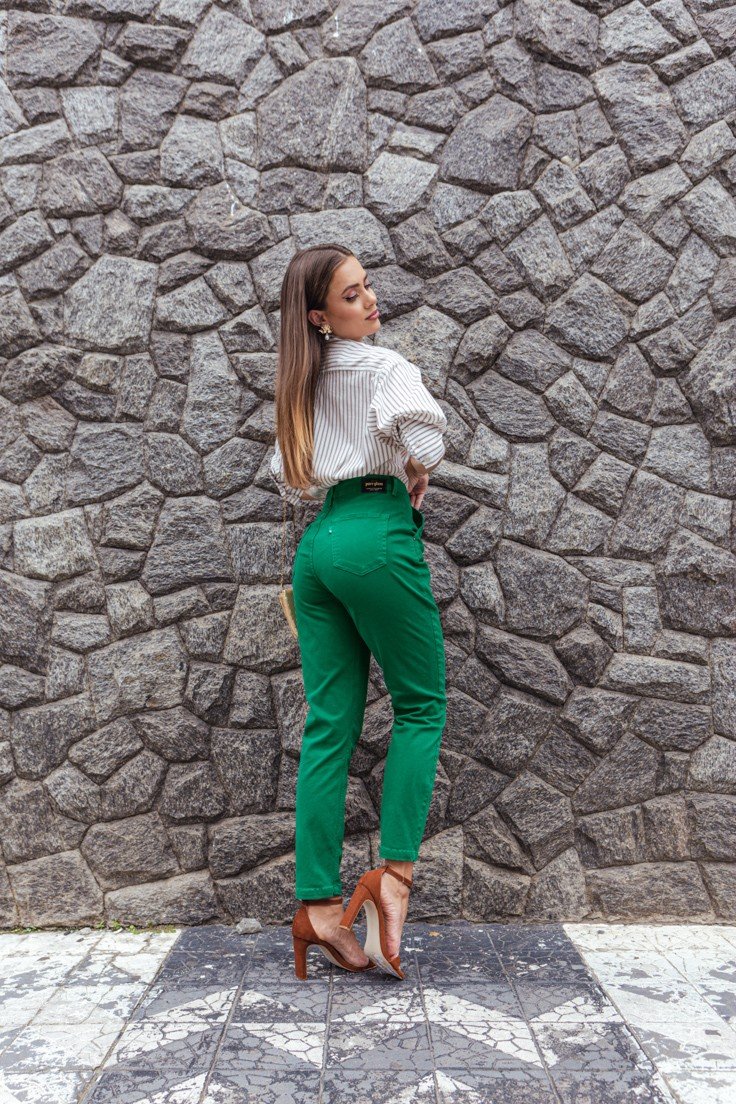 dz20109 calca jenas feminina mom fit com pregas denim zero costas