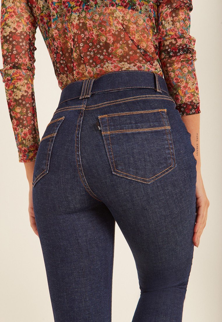 dz20092 re calca jeans feminina skinny media com cinto denim zero detalhe 1
