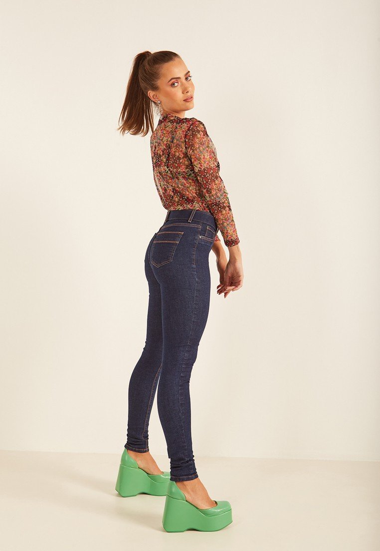 dz20092 re calca jeans feminina skinny media com cinto denim zero lado