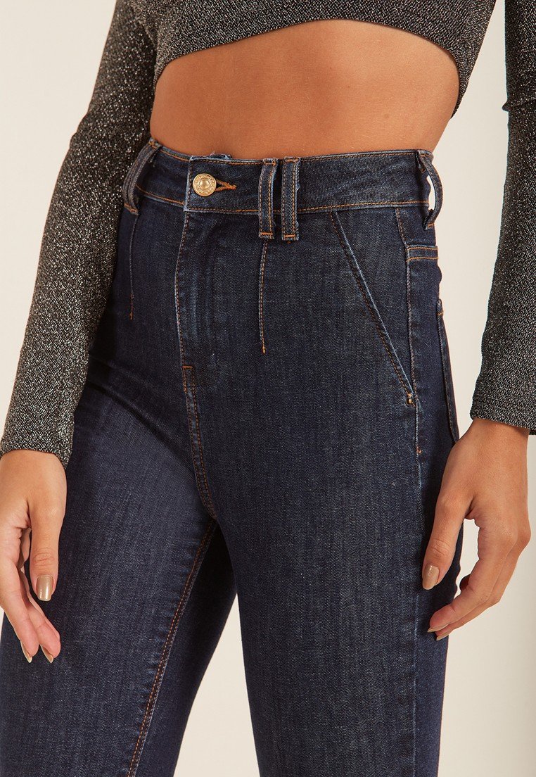 dz20088 re calca jeans feminina skinny hot pants cigarrete com pregas denim zero detalhe 2