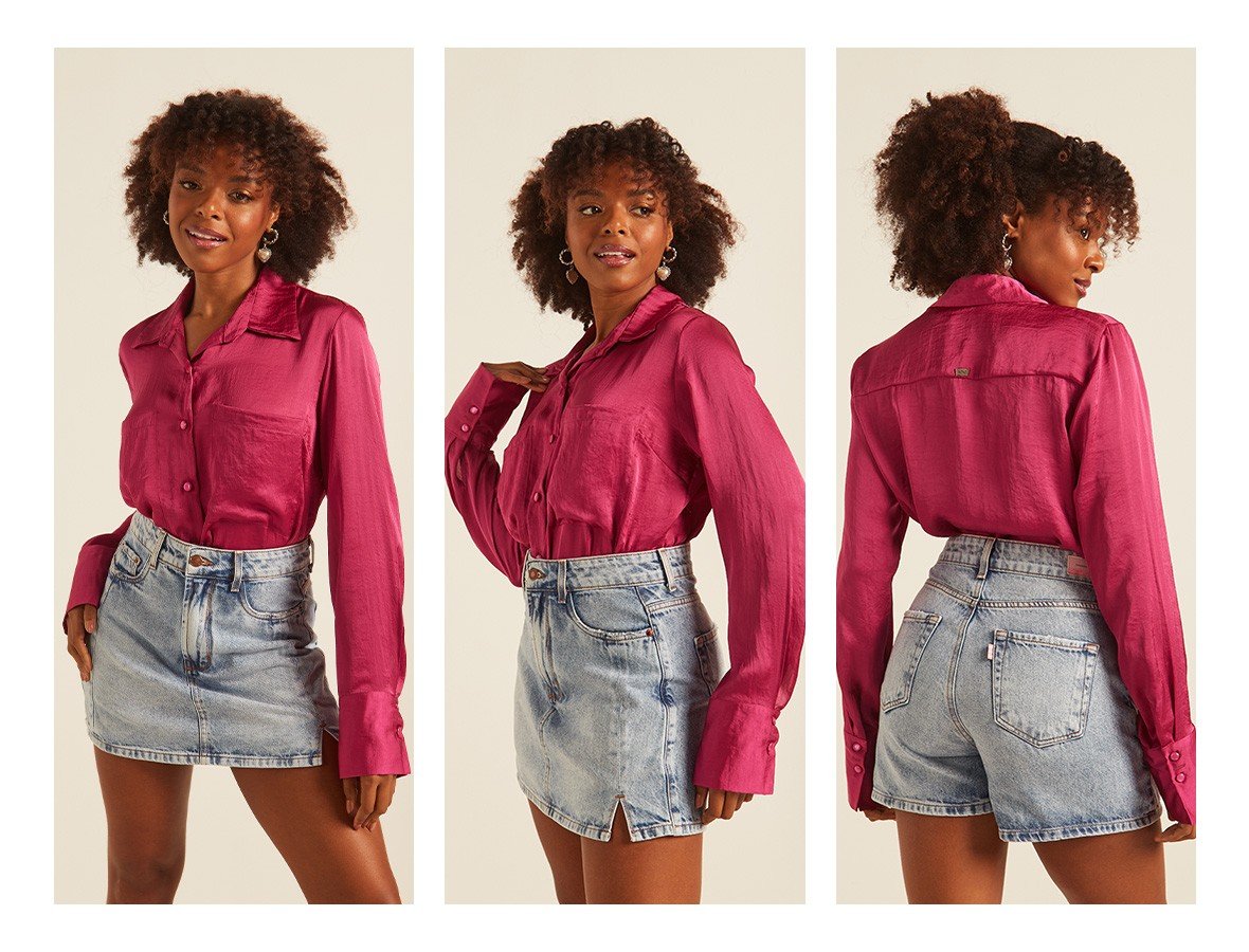 dz6585 alg shorts saia jeans femino com abertura lateral denim zero trio