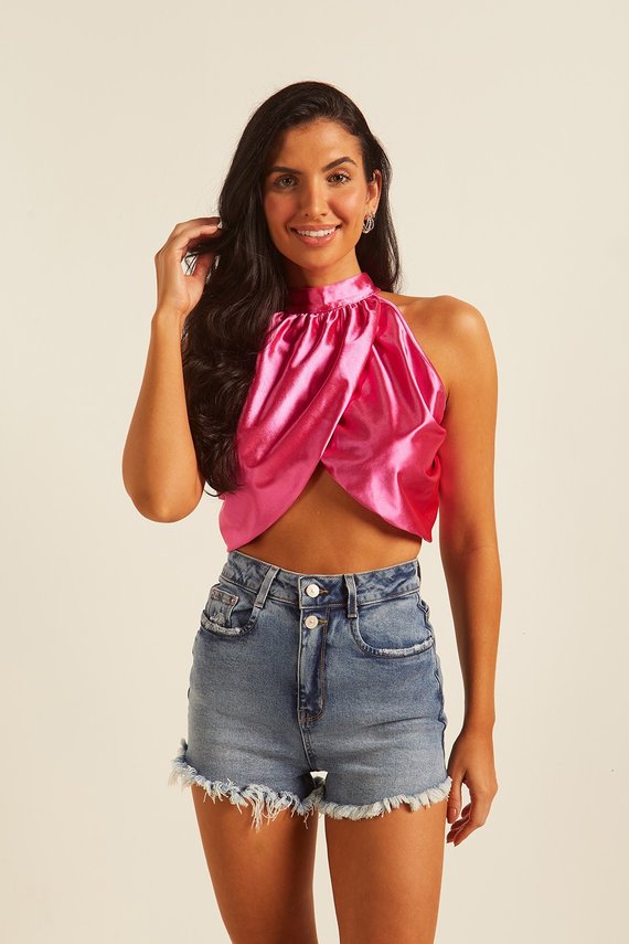 Shorts Jeans Feminino Setentinha Fit Fechamento Botões - DZ6578