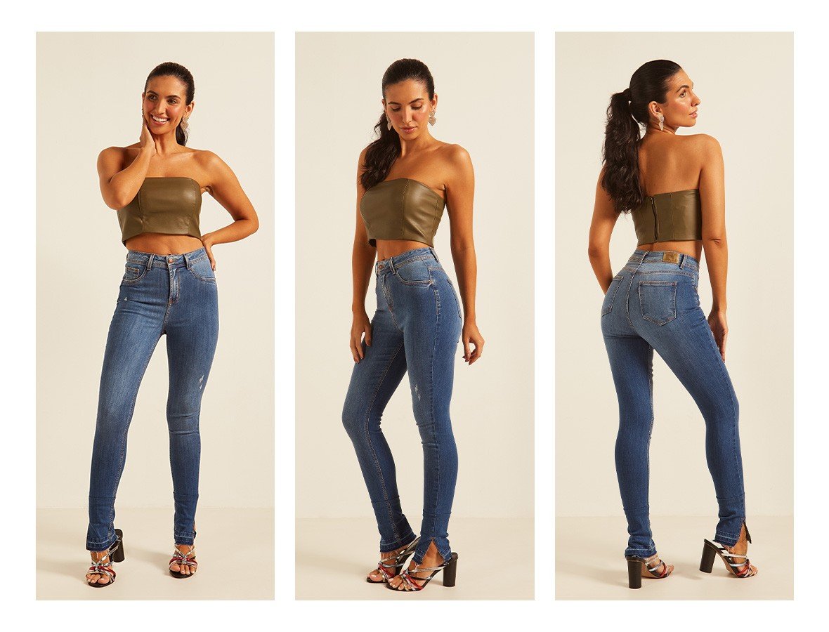dz20171 com calca jeans feminina skinny media com barra dupla denim zero trio