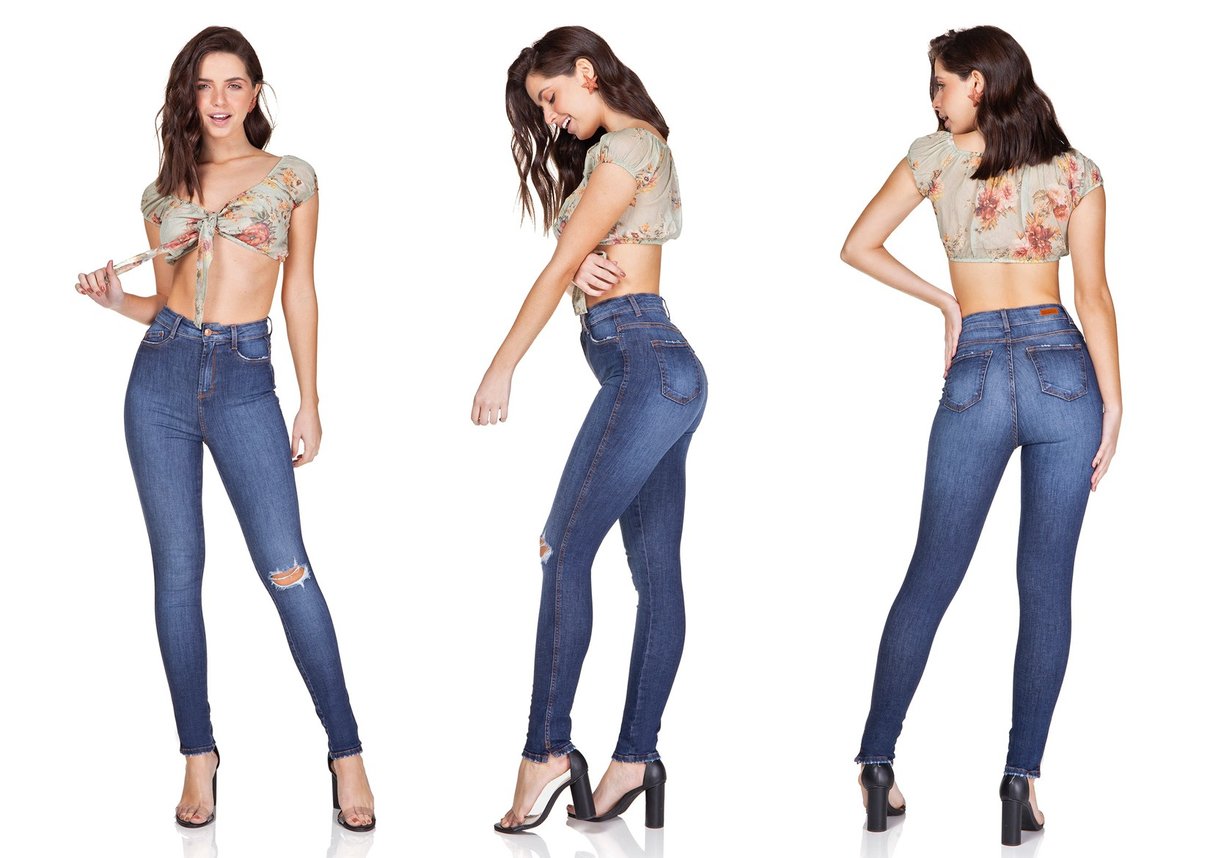dz3204 calca jeans skinny hot pants cigarrete rasgo no joelho denim zero trio
