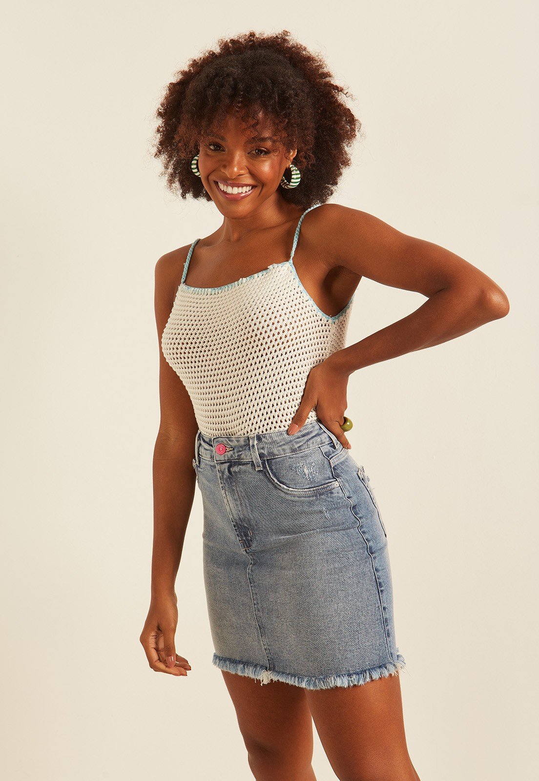 dz7245 2 com saia jeans feminina tubinho com puidos denim zero lado