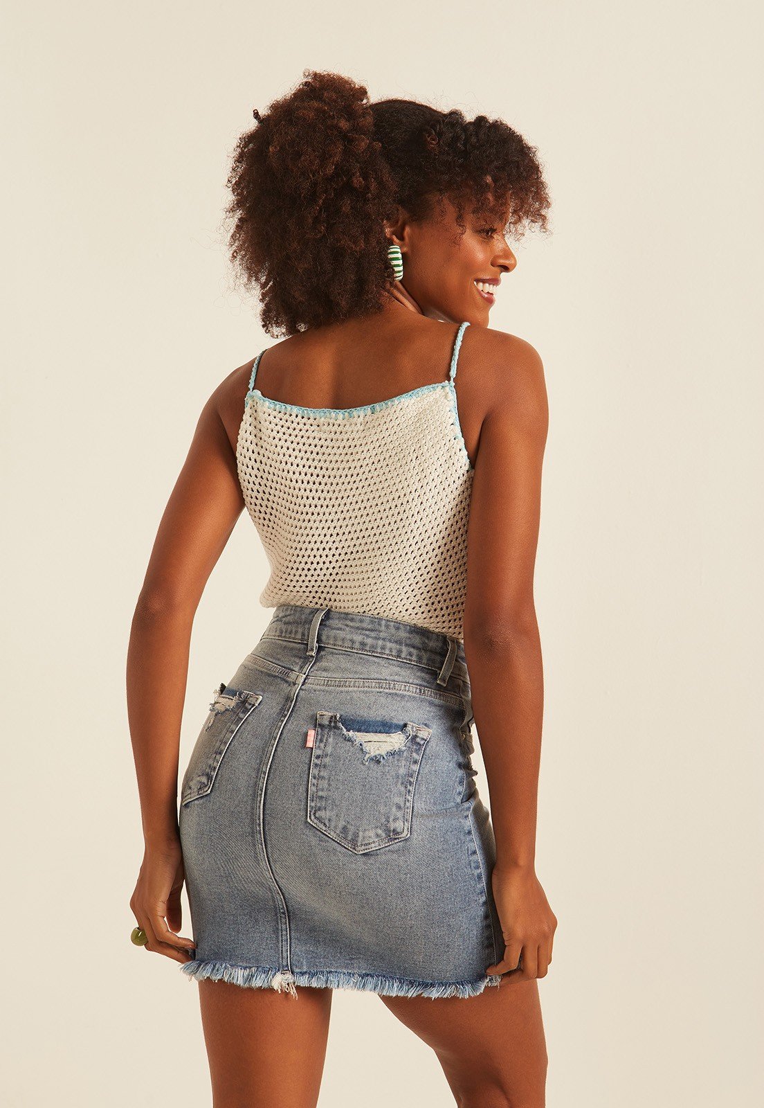 dz7245 3 com saia jeans feminina tubinho com puidos denim zero costas