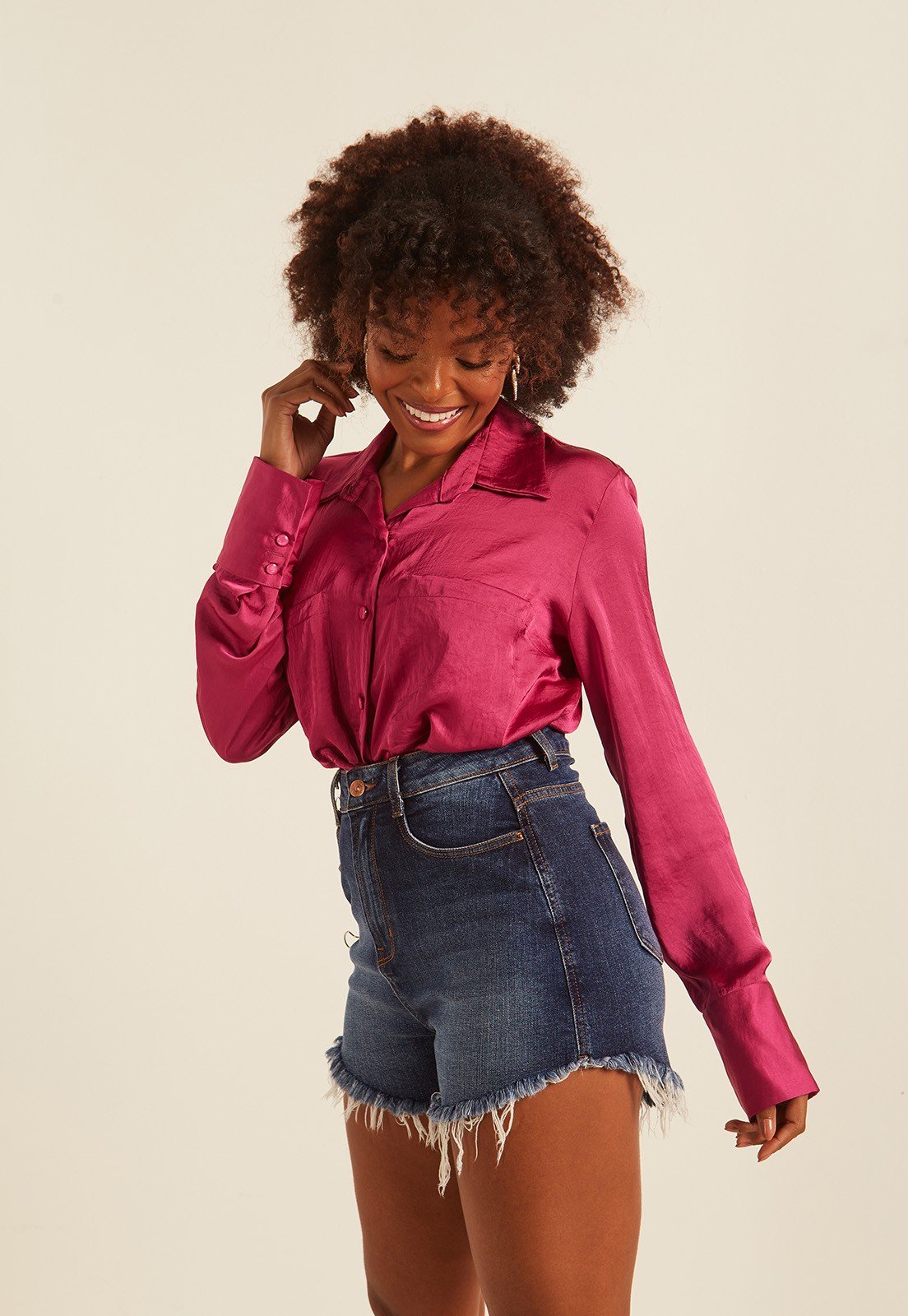 dz6579 2 com shorts jeans feminino setentinha fit barra desfiada denim zero lado