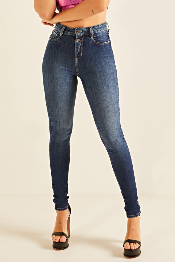 Calça Jeans Feminina Skinny Média Cigarrete com Dois Botões - DZ20197