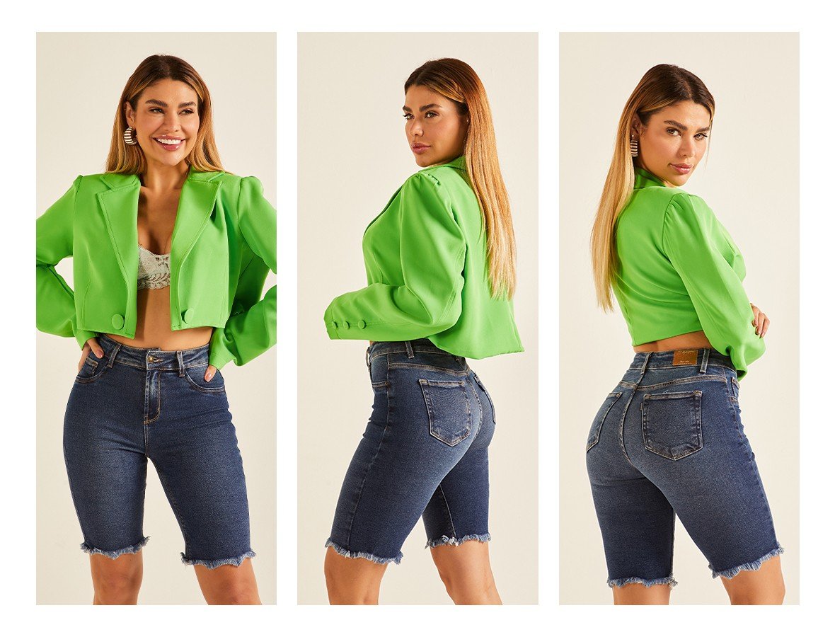 dz4059 com bermuda jeans feminina ciclista com barra desfiada denim zero trio