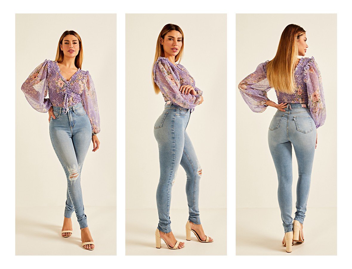 dz20188 re calca jeans feminina skinny hot pants tradicional com rasgo no joelho denim zero trio