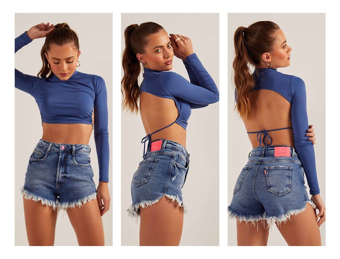 dz6611 com shorts jeans feminino setentinha fit escuro denim zero trio