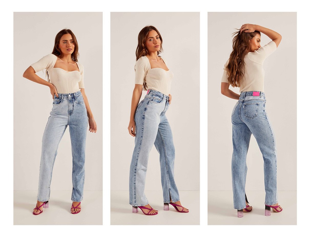 dz20202 alg calca jeans feminina dad pants two tones com leve abertura lateral denim zero trio easy resize com