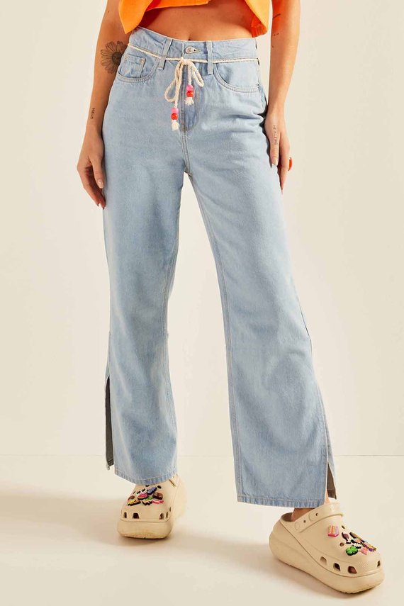 Calça Jeans Feminina Wide Leg Max com Abertura Lateral - DZ20228