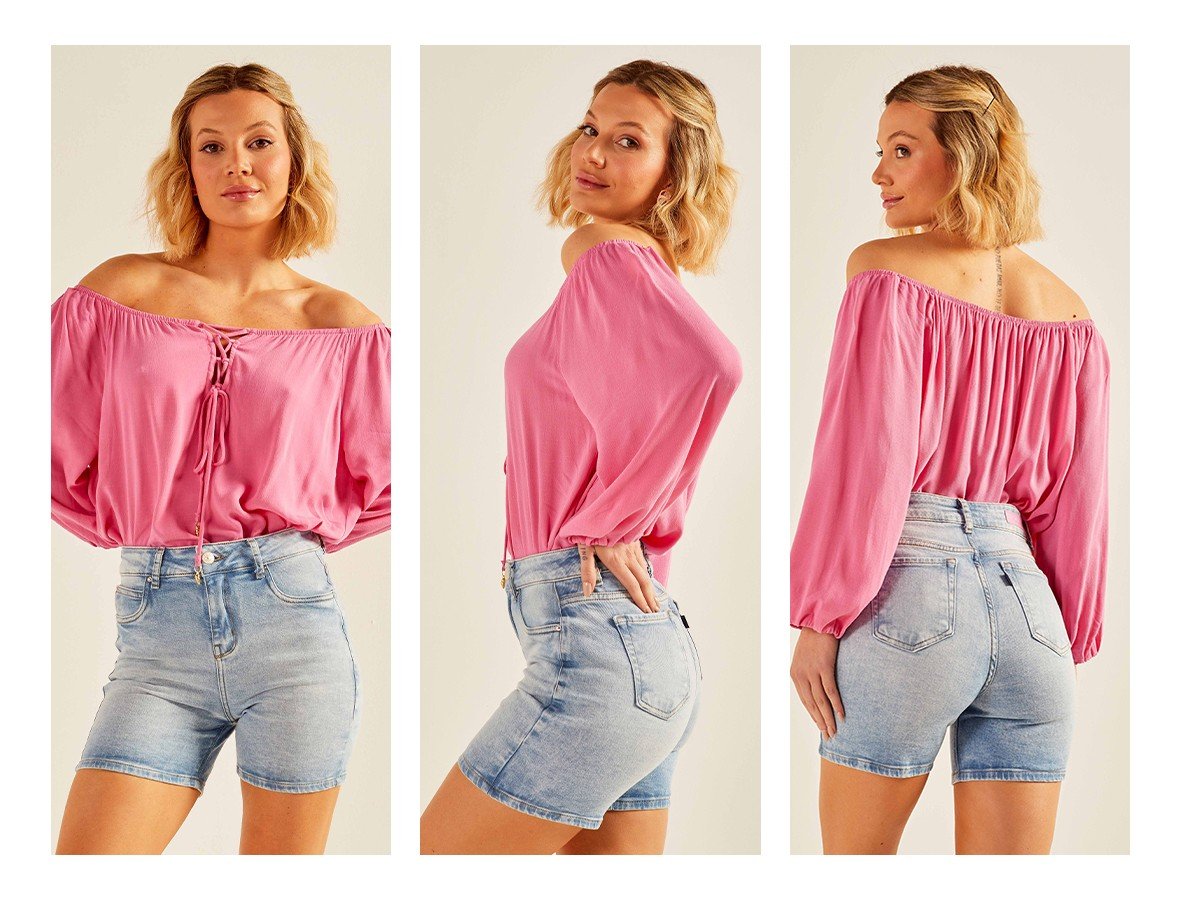 dz4063 com bermuda jenas feminina slim tradicional denim zero trio