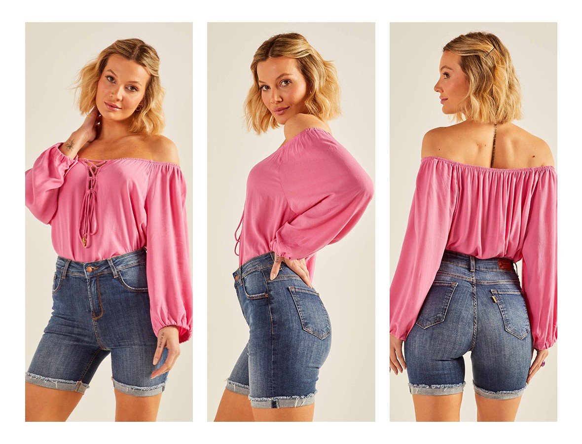 dz4064 com bermuda jeans feminina slim com barra dobrada denim zero trio