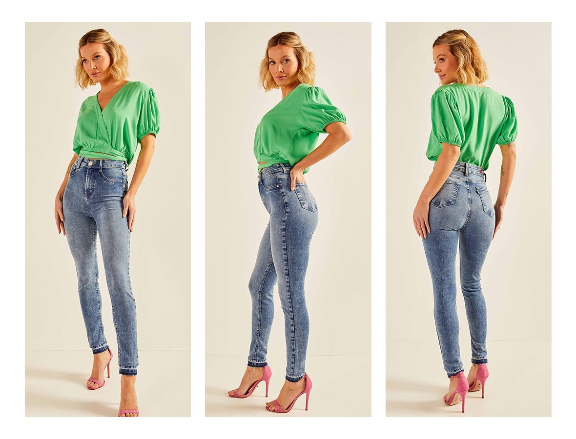 dz20236 re calca jeans feminina skinny hot pants cigarrete barra dupla denim zero trio