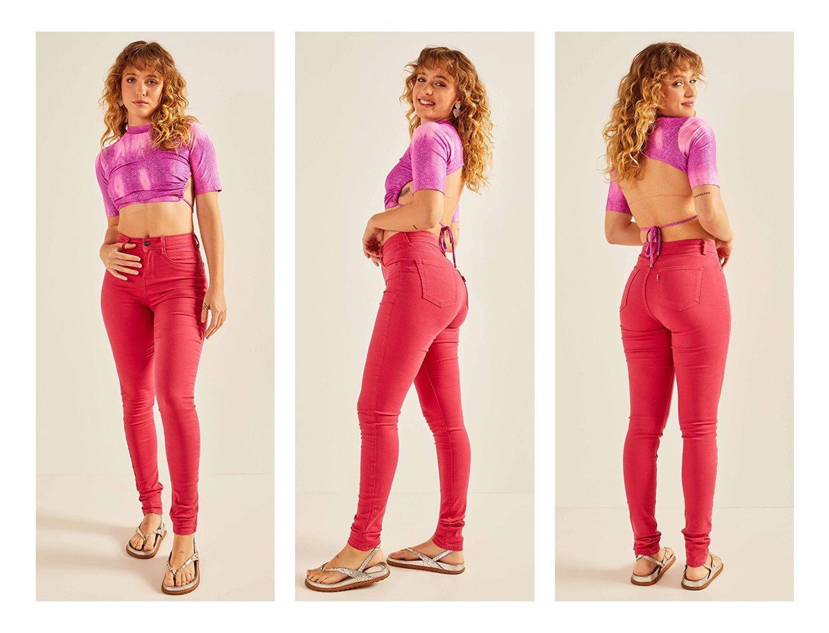 dz20294 calca jeans feminina skinny media tradicional colorida denim zero trio