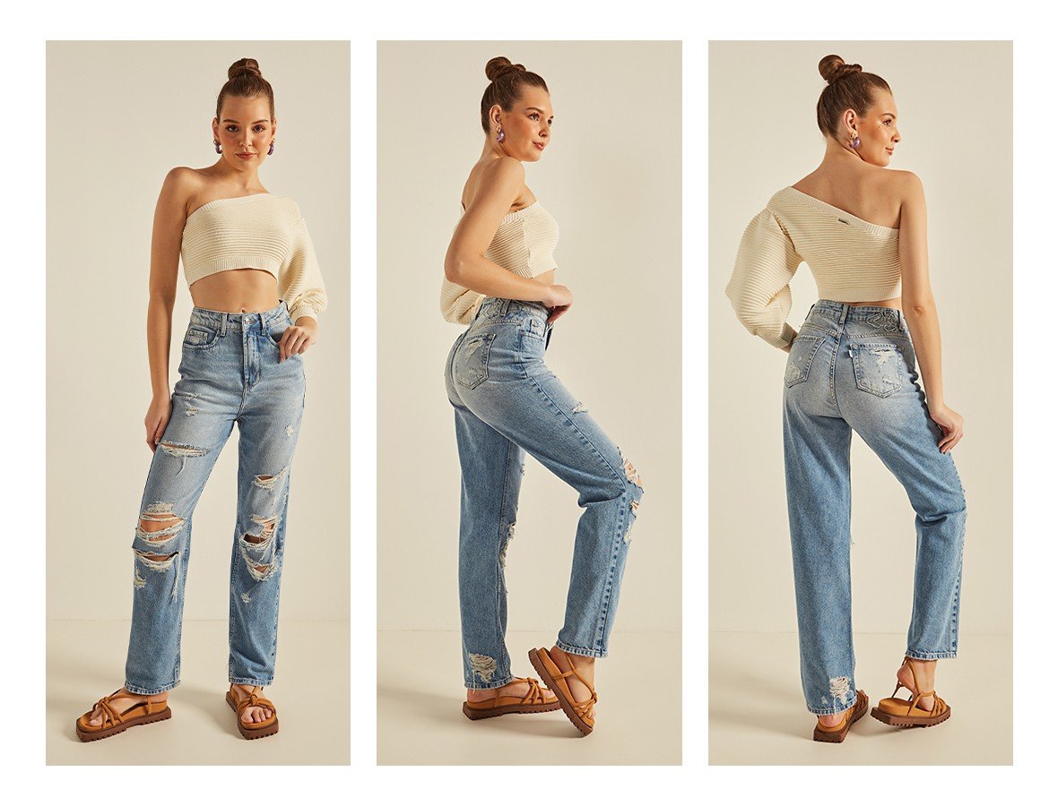 dz20251 alg calca jeans feminina dad pants destroyed denim zero trio