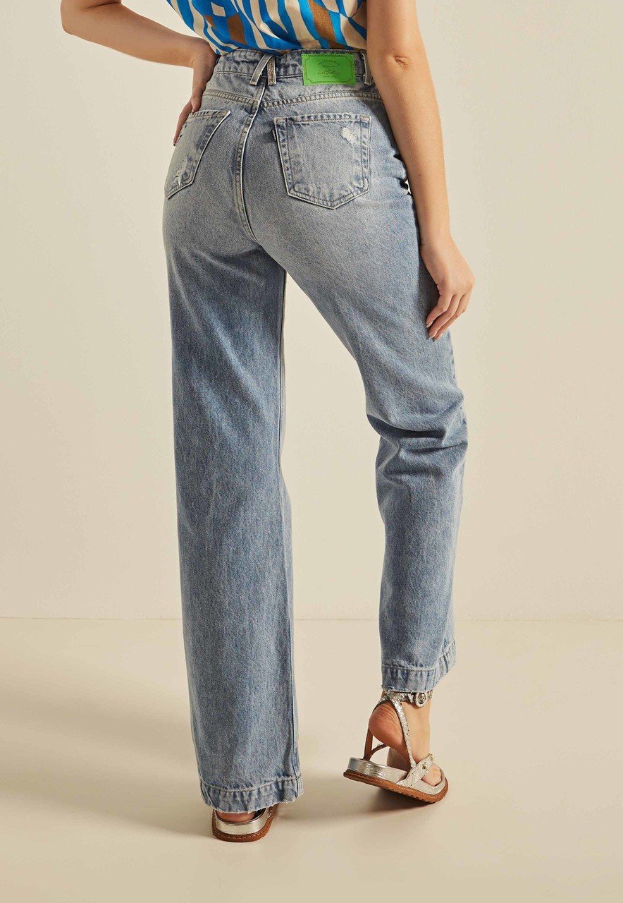 dz20252 3 alg calca jeans feminina wide leg flare com puidos denim zero costas prox easy resize com