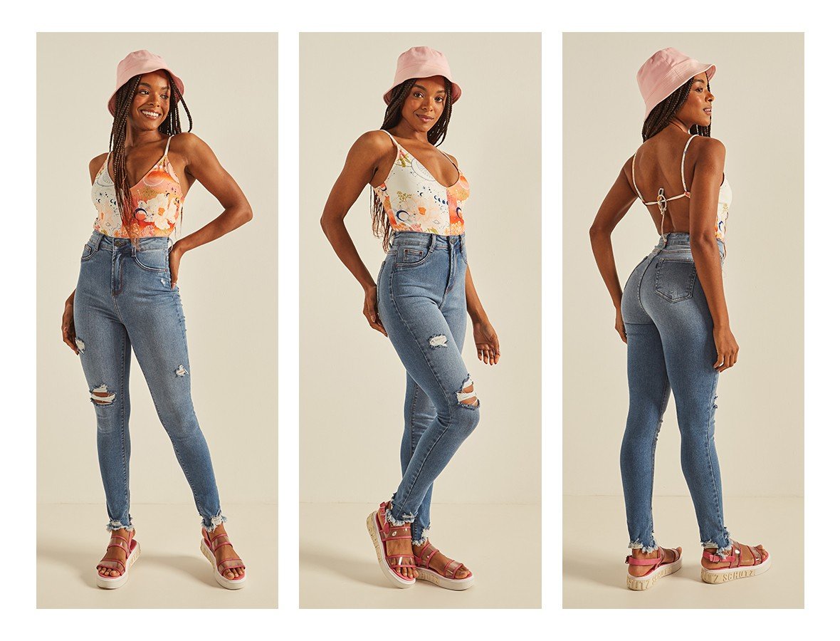 dz20262 re calca jeans feminina skinny hot pants cigarrete com rasgos denim zero trio