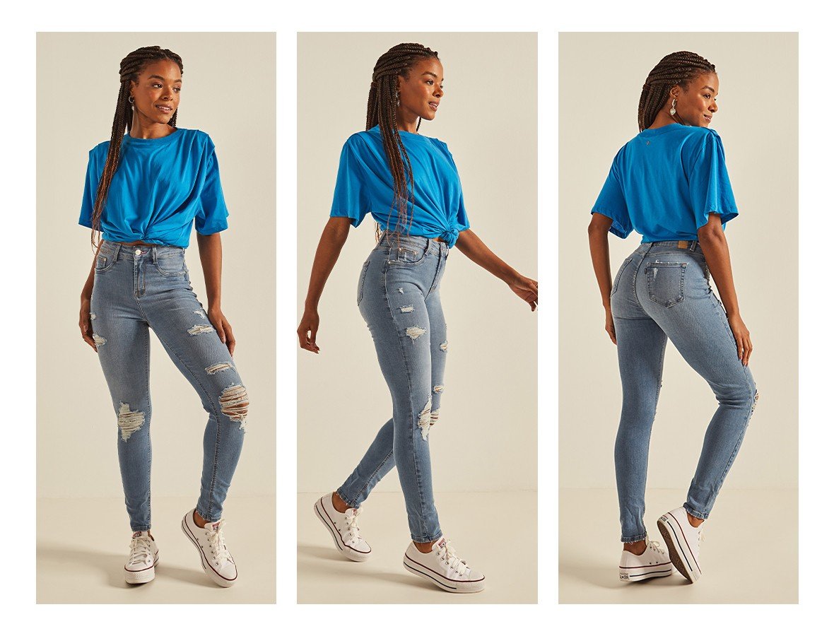 dz20265 com calca jeans feminina skinny media cigarrete com rasgos denim zero trio