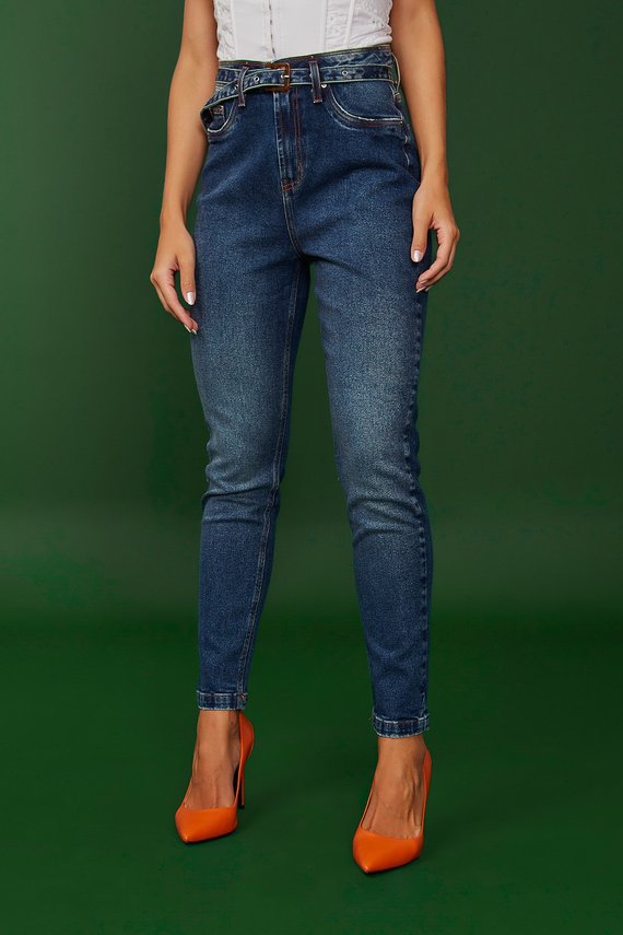 Calça Jeans Feminina Mom Fit Cigarrete - DZ20356