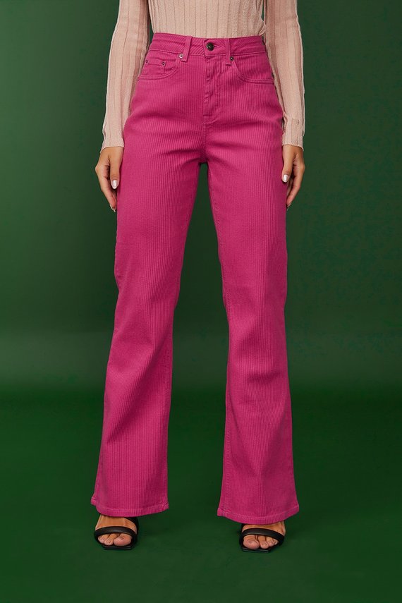 Calça Jeans Feminina Wide Leg Fit Alongada Colorida - DZ20360.F