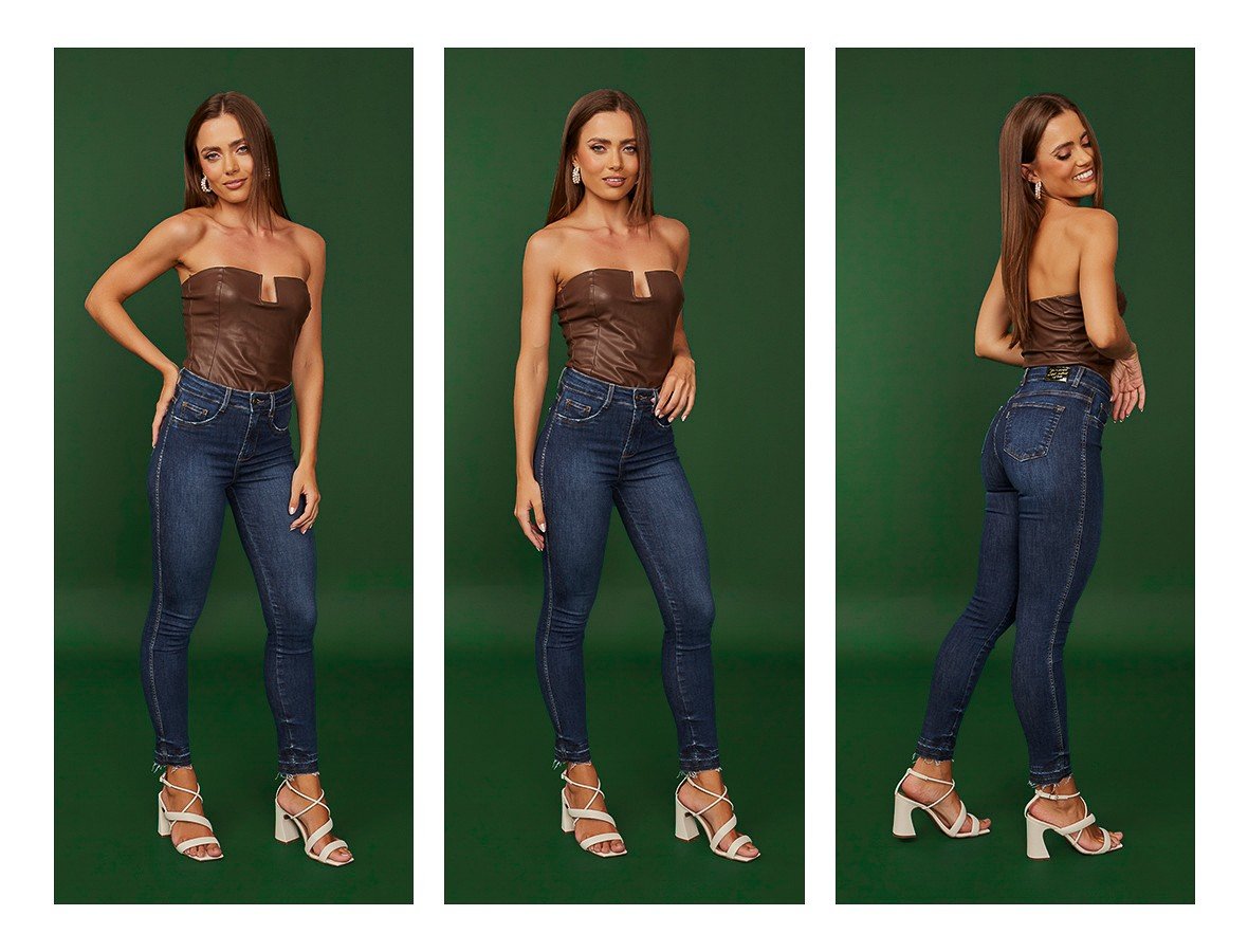 Calça Jeans Feminina Skinny Média Cigarrete Barra Dupla - DZ20342