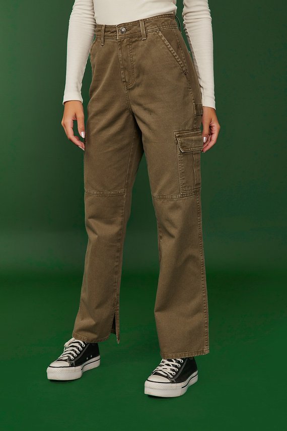 Calça Jeans Feminina Wide Leg Cigarrete com Bolso Utilitário - DZ20361