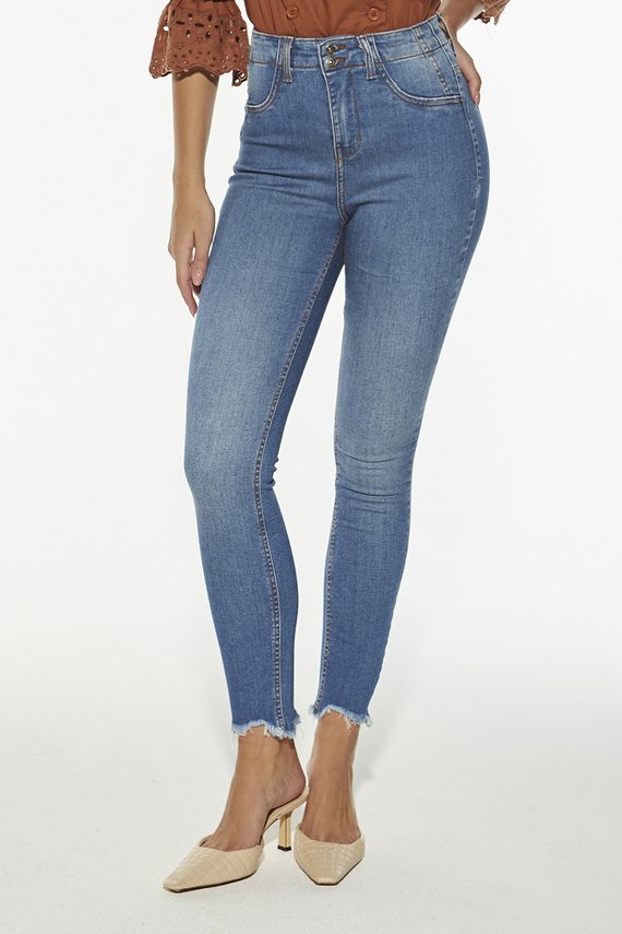 Calça Jeans Feminina Skinny Média Cigarrete com Botões - DZ20392