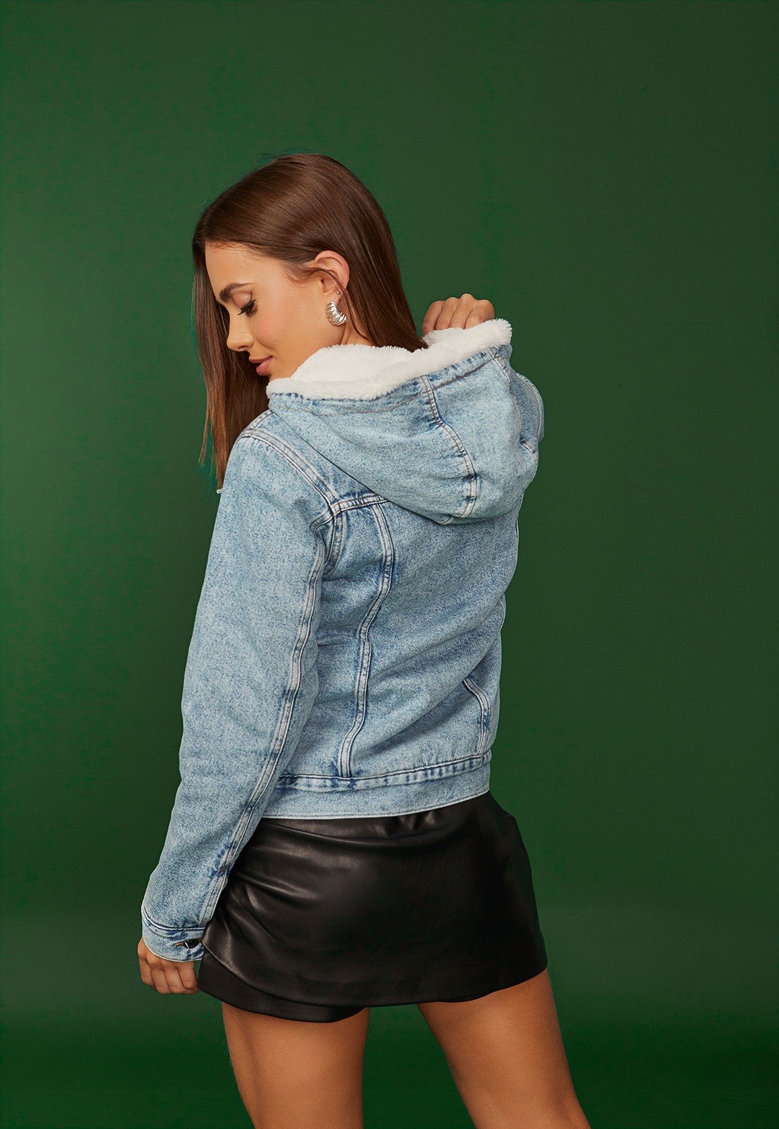 dz9177 alg jaqueta jeans feminina regular com pelos denim zero costas 2