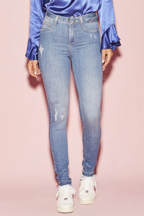 Calça Jeans Feminina Skinny Média com Barra Dupla - DZ20420