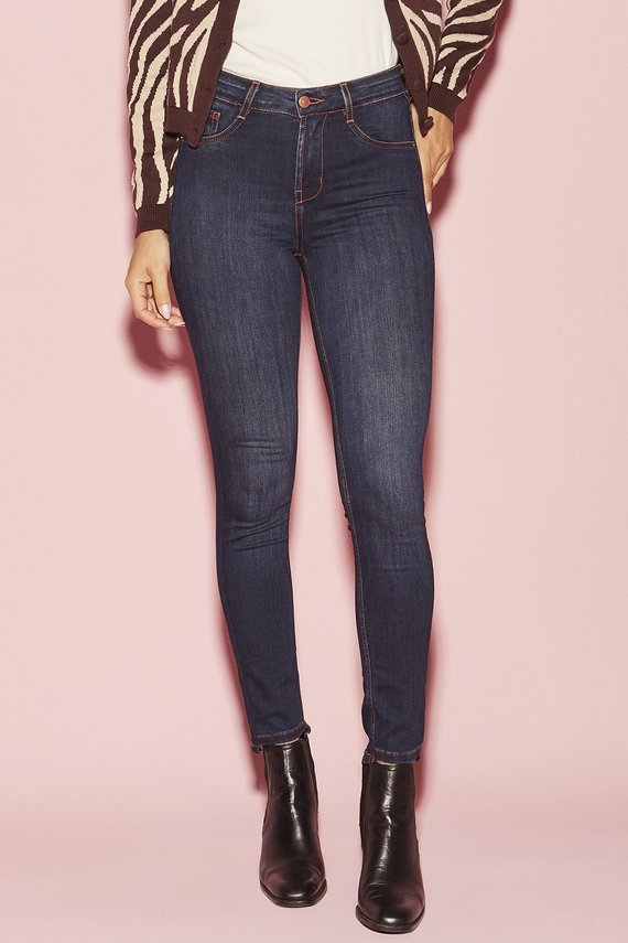 Calça Jeans Feminina Skinny Média Cigarrete Escura - DZ20423