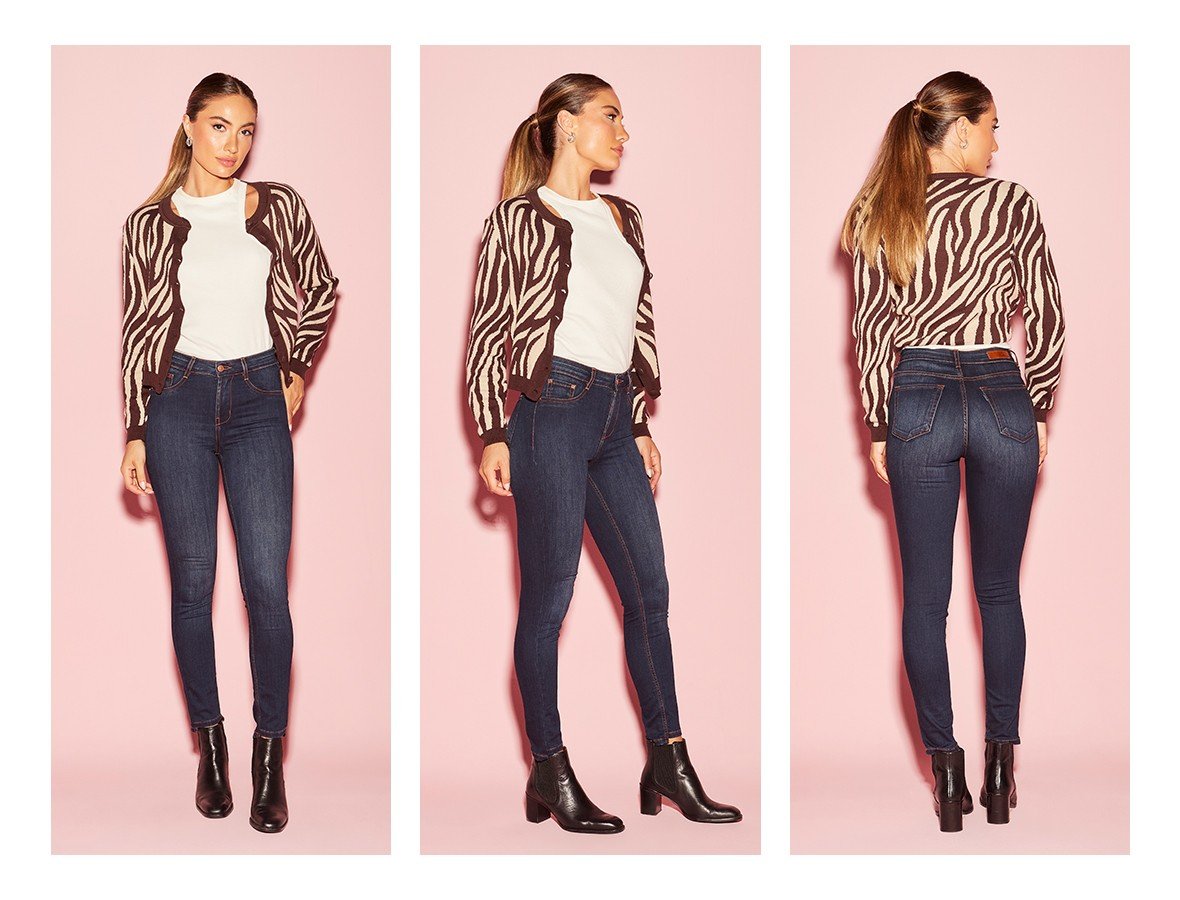 dz20423 com calca jeans feminina skinny media cigarrete escura denim zero trio