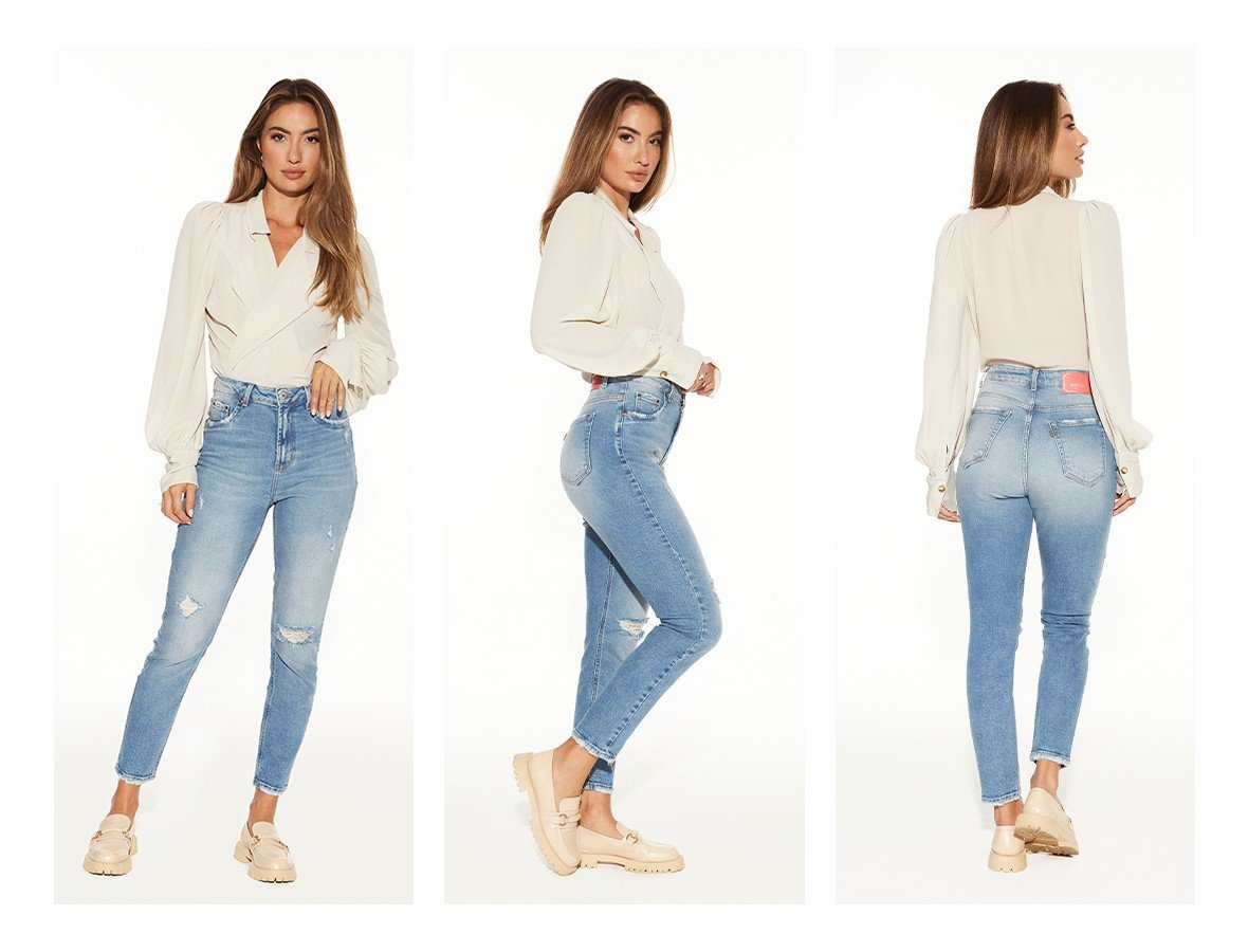 dz20462 calca jeans feminina mom fit cigarrete com rasgos denim zero trio