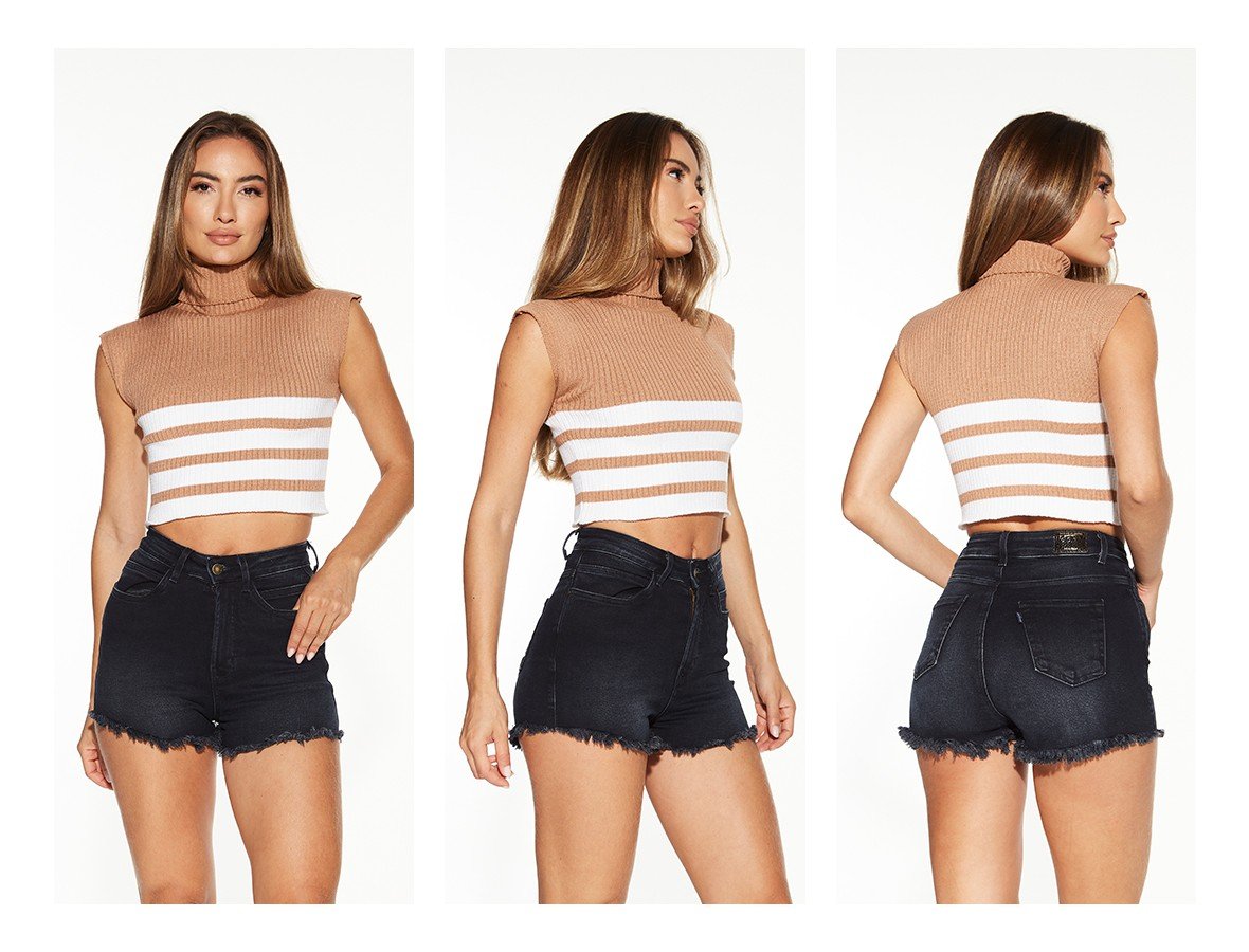 dz6663 com shorts jeans feminino setentinha fit mini cintura alta denim zero trio