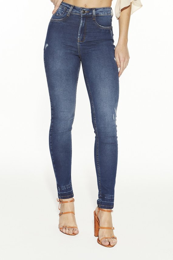 Calça Jeans Feminina Skinny Média Cigarrete Barra Dupla - DZ20453