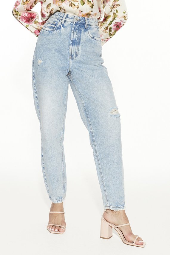 Calça Jeans Feminina  Slouchy Cigarrete com Rasgo no Joelho - DZ20470