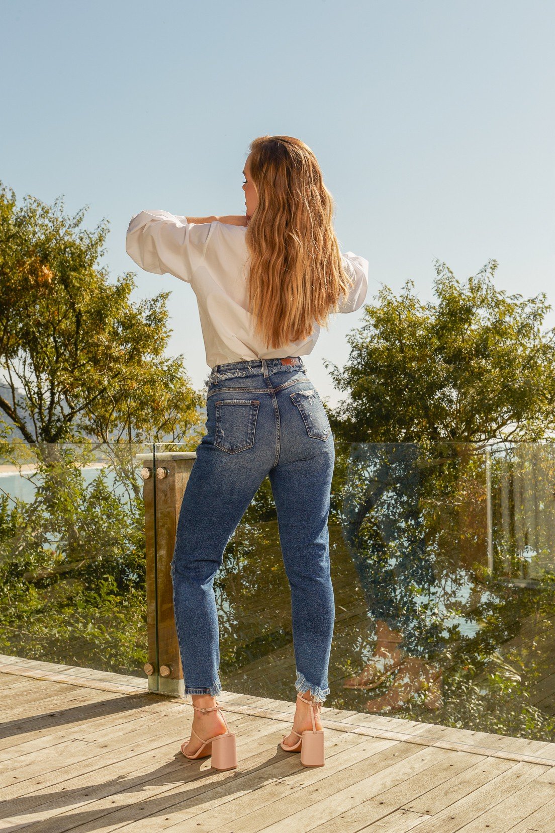 Calça Mom Jeans Feminina Renner Calça Mom Brilho Jeans Wear Renner