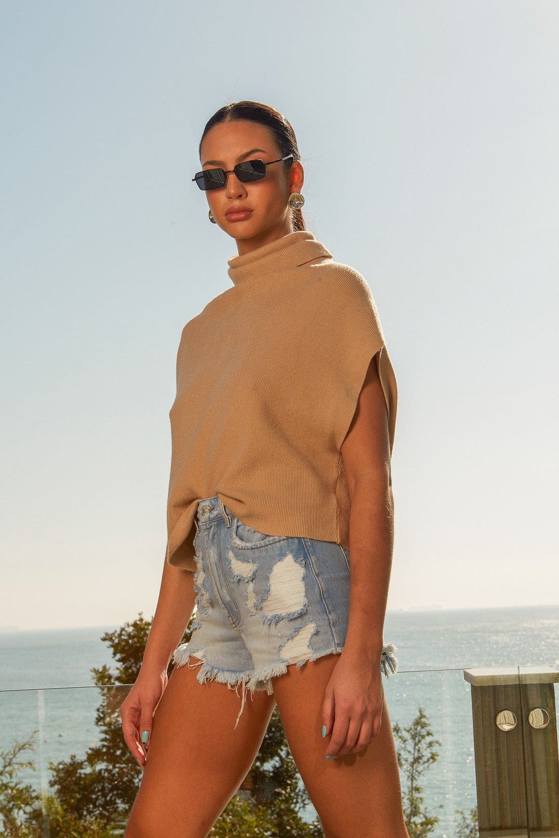 dz6669 alg shorts jeans feminino setentinha destroyed denim zero lado