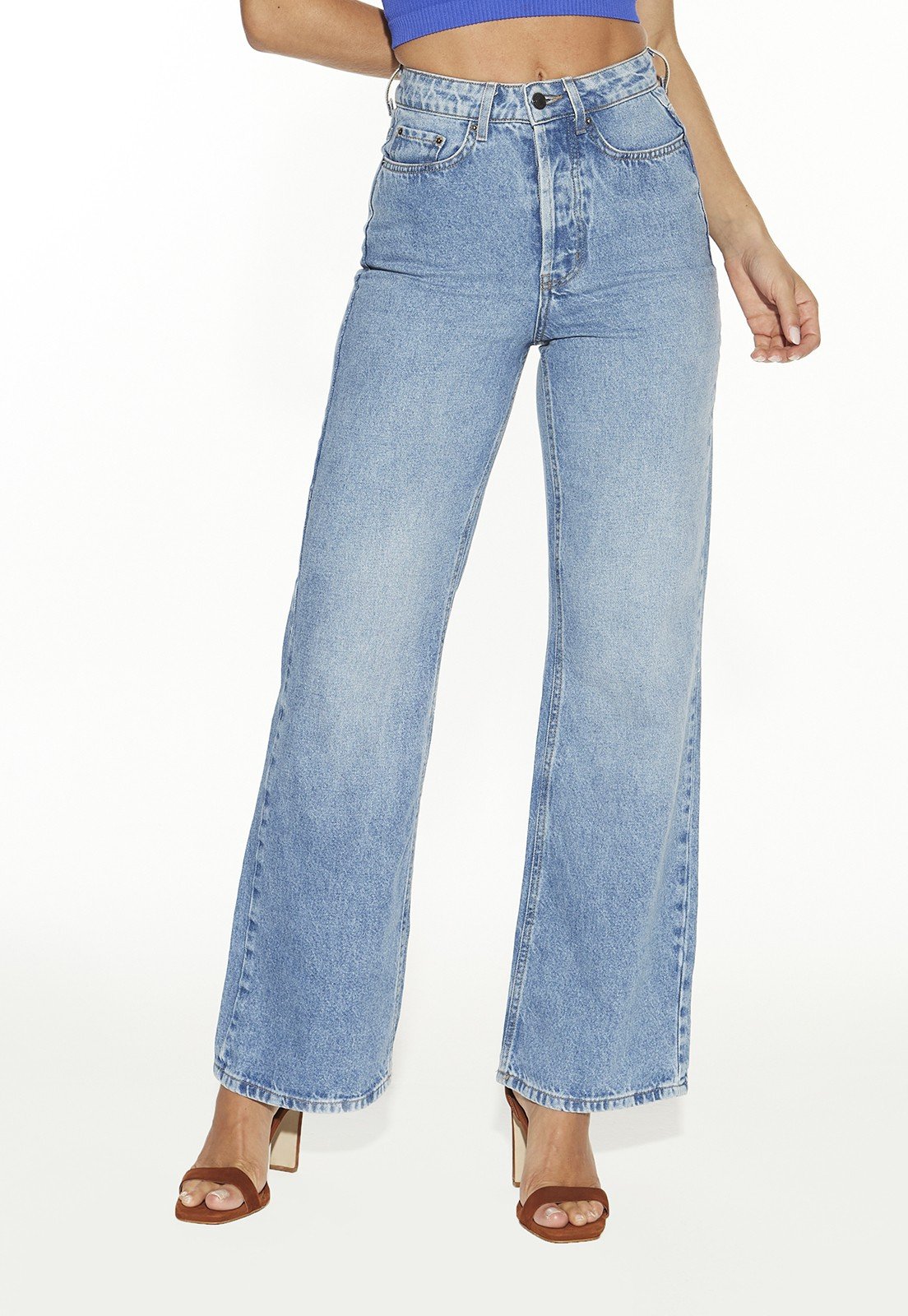 dz20492 alg calca jeans feminina wide leg tradicional denim zero frente prox