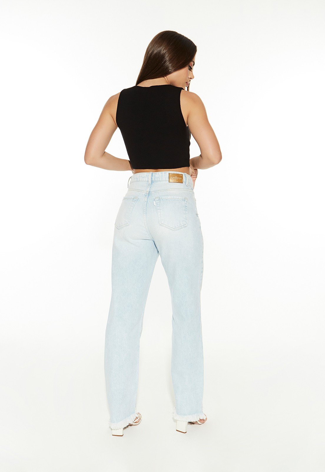 dz20511 alg calca jeans feminina reta com barra destroyed denim zero costas