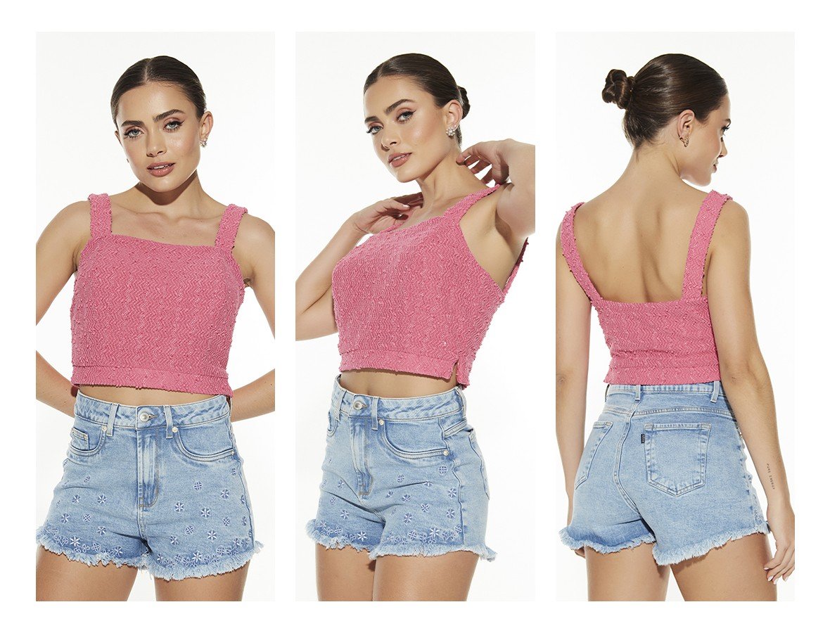 dz6689 com shorts jeans feminino setentinha fit com bordado em flores trio