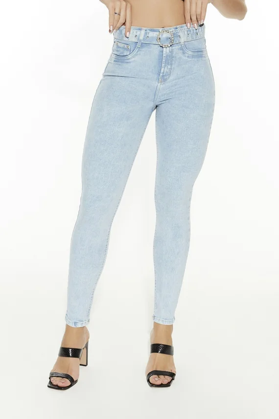 Calça Jeans Feminina Skinny Média Cigarrete com Cinto - DZ20522