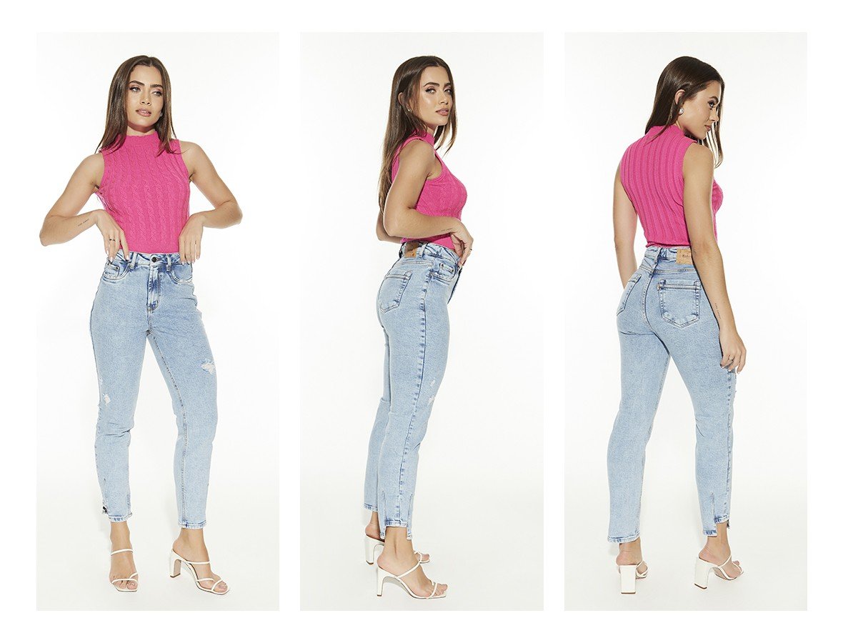 dz20500 com calca jeans feminina mom fit cigarrete com diferenciado na barra denim zero trio