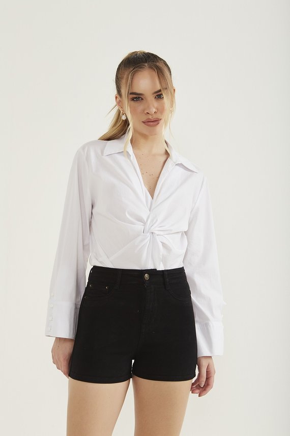 Shorts Jeans Feminino Pin Up Black and White-DZ6343