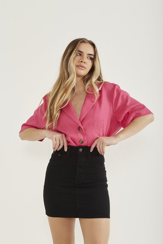 Saia Jeans Feminina Tubinho Black and White - DZ7200.PRE