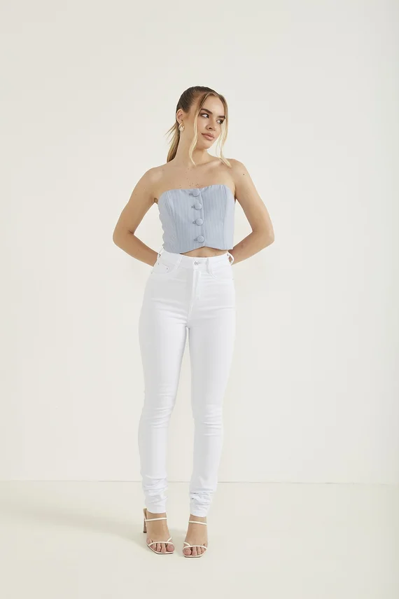 Calça Jeans Feminina Skinny Hot Pants Black and White - DZ20290.B