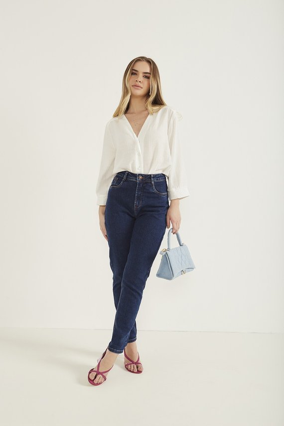 Calça Jeans Feminina Mom Fit Cigarrete - DZ20377