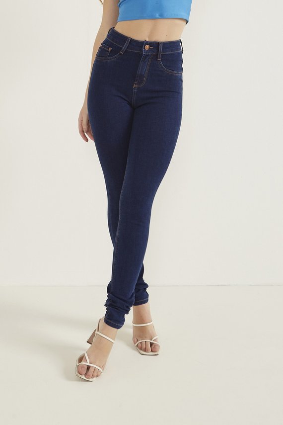 Calça Jeans Feminina Skinny Média Tradiconal Escura - DZ20370
